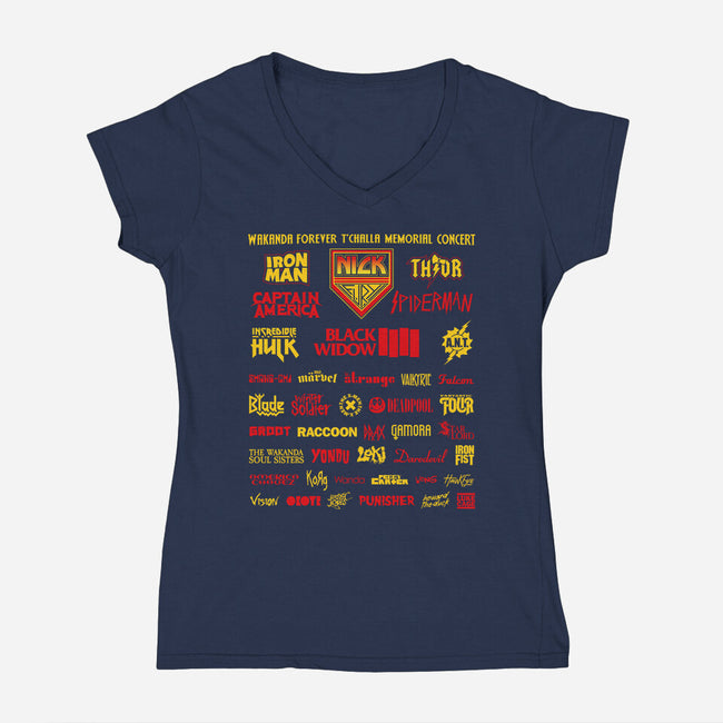 Memorial Concert-Womens-V-Neck-Tee-Retro Review