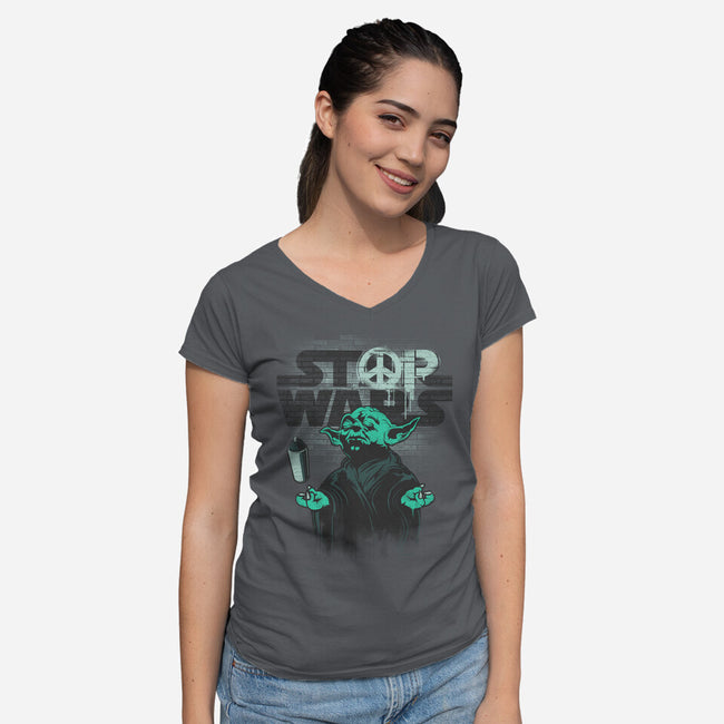 Peace Not War-Womens-V-Neck-Tee-CappO