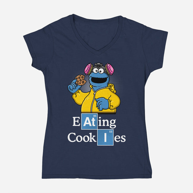 Eating Cookies-Womens-V-Neck-Tee-Barbadifuoco