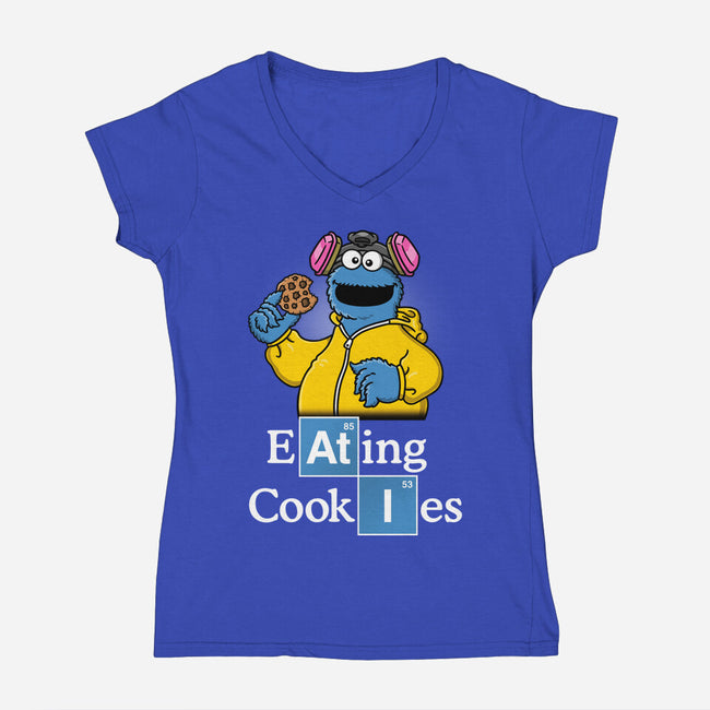 Eating Cookies-Womens-V-Neck-Tee-Barbadifuoco