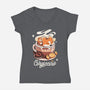 Corgi Coffee Break-Womens-V-Neck-Tee-Snouleaf