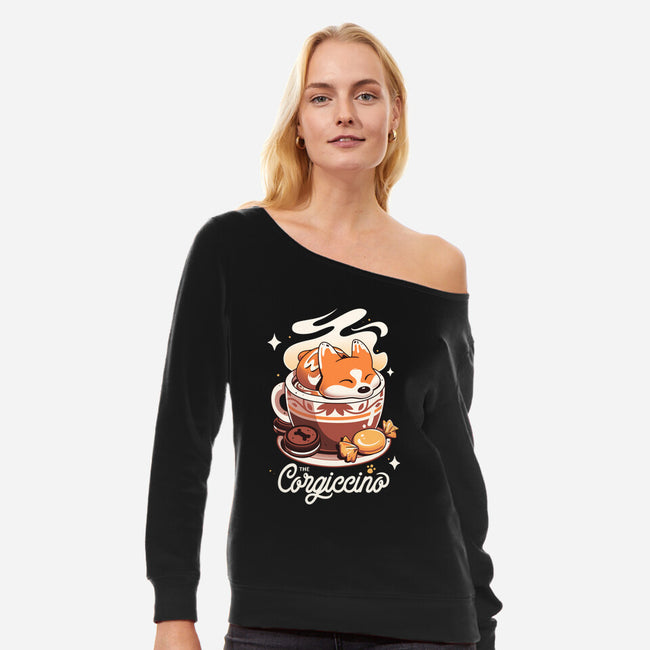 Corgi Coffee Break-Womens-Off Shoulder-Sweatshirt-Snouleaf