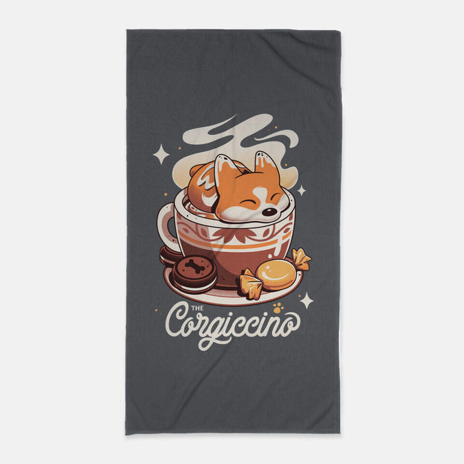 Corgi Coffee Break-None-Beach-Towel-Snouleaf