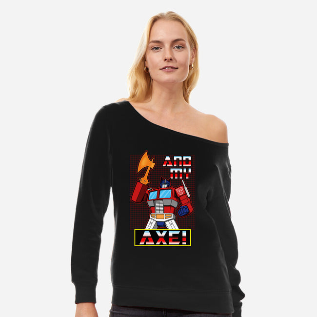 Cybertronian Axe-Womens-Off Shoulder-Sweatshirt-Boggs Nicolas