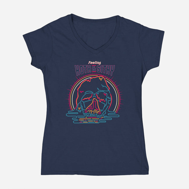 Feeling Hoth And Sithy-Womens-V-Neck-Tee-rocketman_art