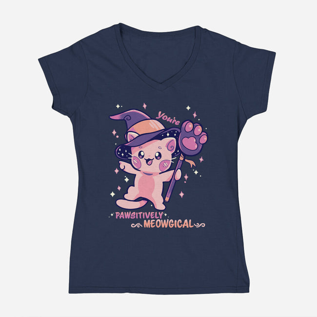 PAWsitively MEOWgical-Womens-V-Neck-Tee-TechraNova