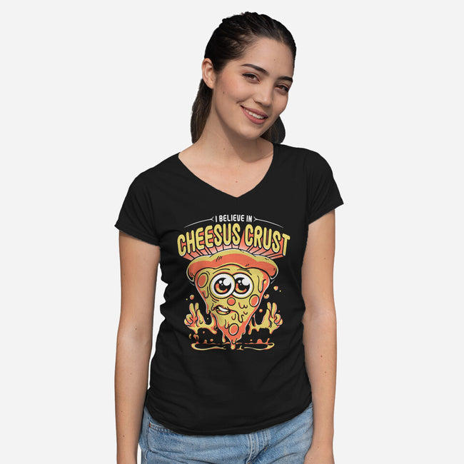 Cheesus Crust-Womens-V-Neck-Tee-estudiofitas