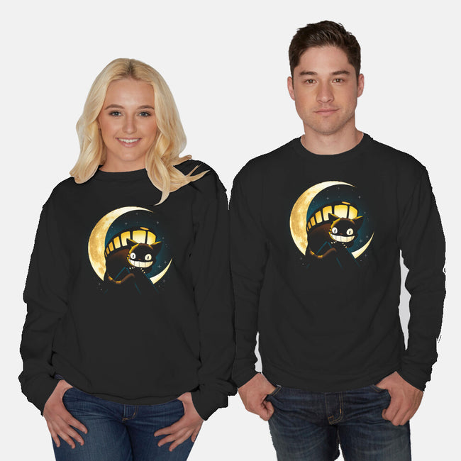 Magic Cat Moon-Unisex-Crew Neck-Sweatshirt-Vallina84