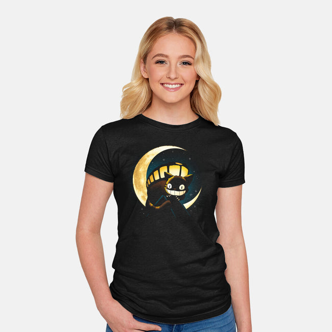 Magic Cat Moon-Womens-Fitted-Tee-Vallina84