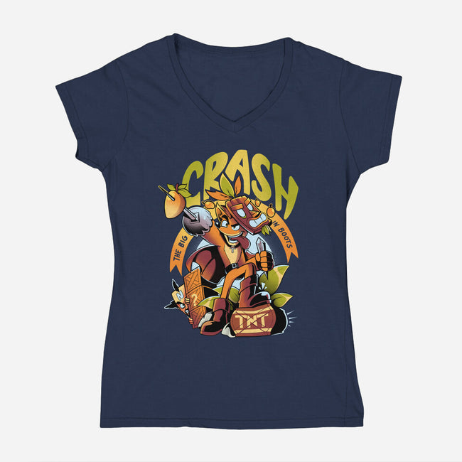 The Big Crash In Boots-Womens-V-Neck-Tee-Julio