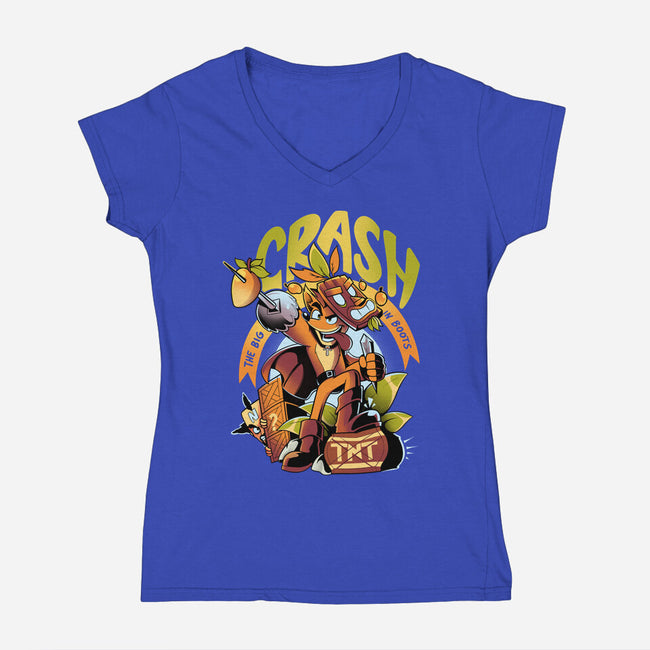 The Big Crash In Boots-Womens-V-Neck-Tee-Julio