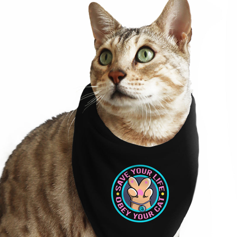 Obey Your Cat Cat Bandana Pet Collar leepianti by TeeFury