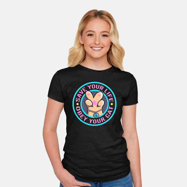 Obey Your Cat-Womens-Fitted-Tee-leepianti