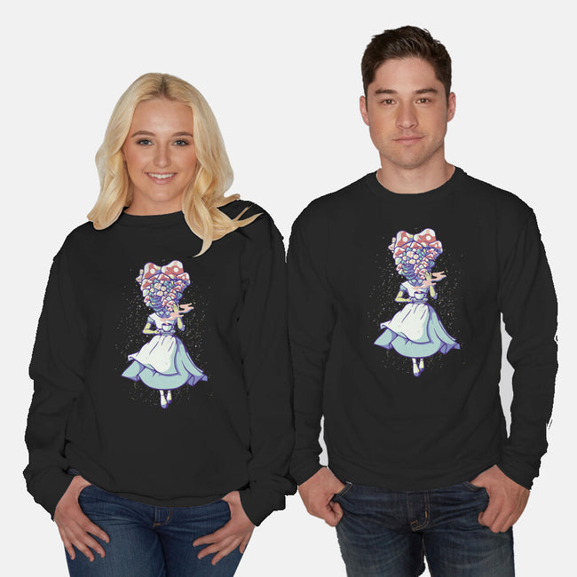 Alice Mushroom-Unisex-Crew Neck-Sweatshirt-tobefonseca