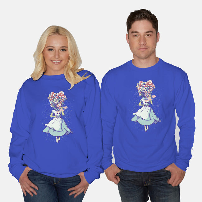 Alice Mushroom-Unisex-Crew Neck-Sweatshirt-tobefonseca