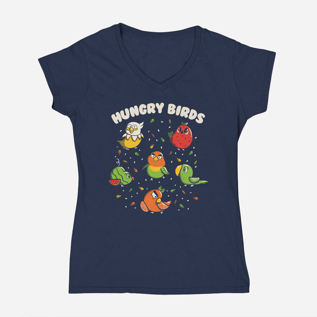 Hungry Birds-Womens-V-Neck-Tee-tobefonseca