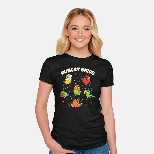 Hungry Birds-Womens-Fitted-Tee-tobefonseca