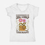 Gardening Is Dirt Cheap Therapy-Womens-V-Neck-Tee-tobefonseca