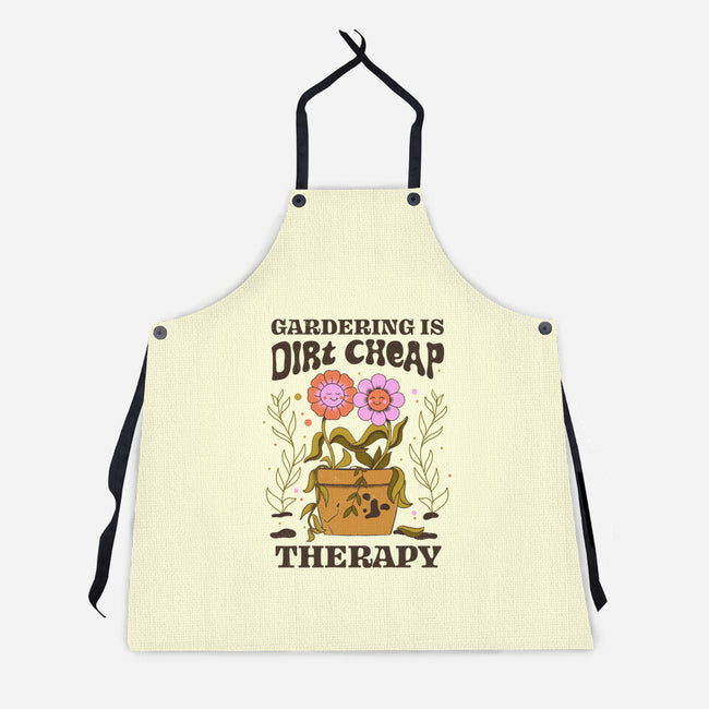Gardening Is Dirt Cheap Therapy-Unisex-Kitchen-Apron-tobefonseca