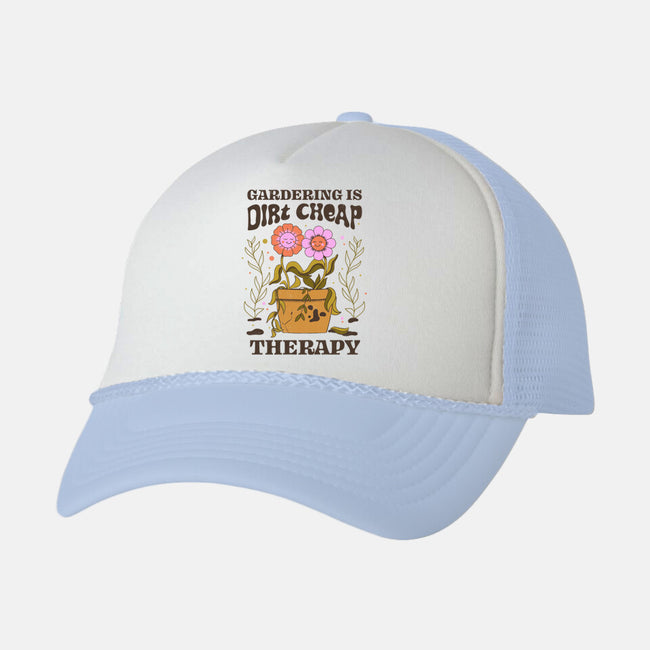 Gardening Is Dirt Cheap Therapy-Unisex-Trucker-Hat-tobefonseca