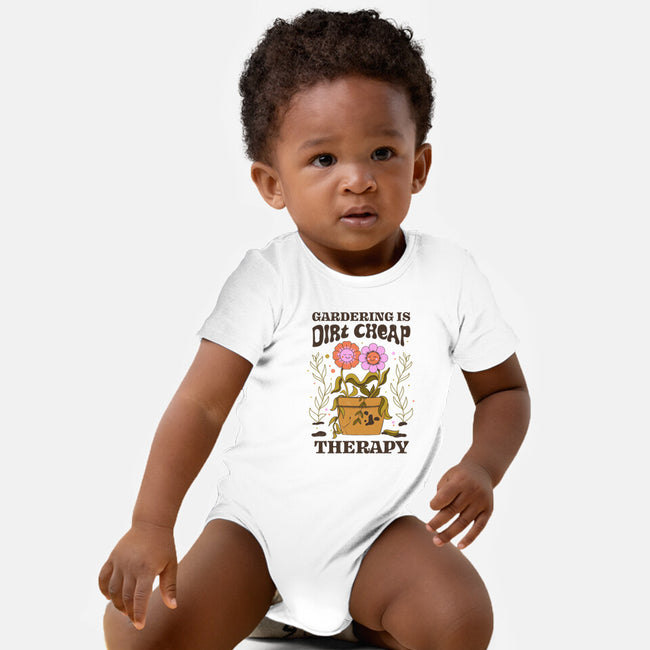 Gardening Is Dirt Cheap Therapy-Baby-Basic-Onesie-tobefonseca