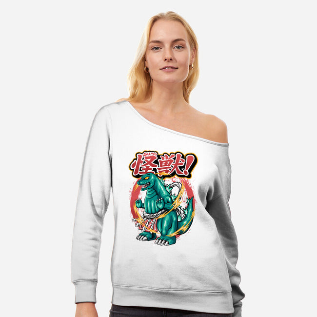 Godzillarge Size-Womens-Off Shoulder-Sweatshirt-spoilerinc
