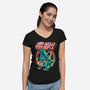 Godzillarge Size-Womens-V-Neck-Tee-spoilerinc