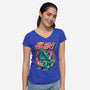 Godzillarge Size-Womens-V-Neck-Tee-spoilerinc