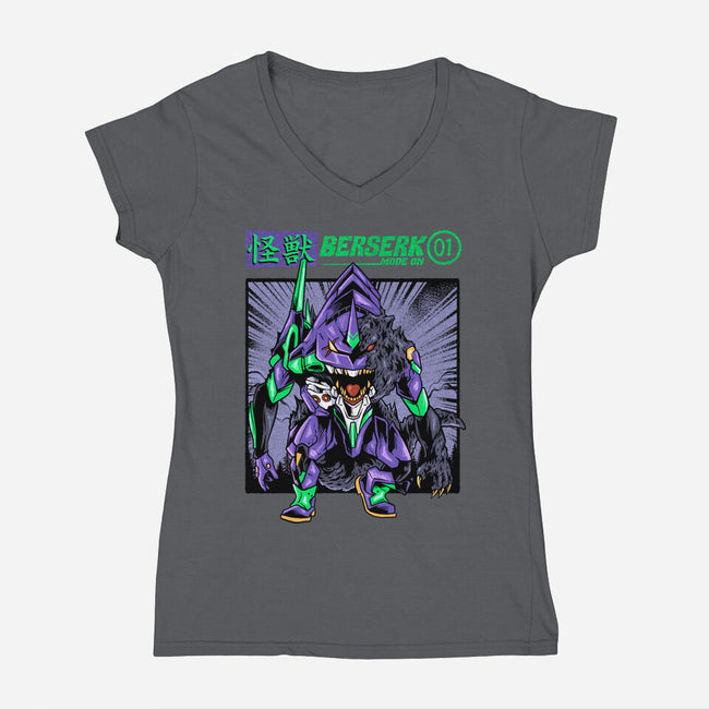 Berserk Combo-Womens-V-Neck-Tee-spoilerinc