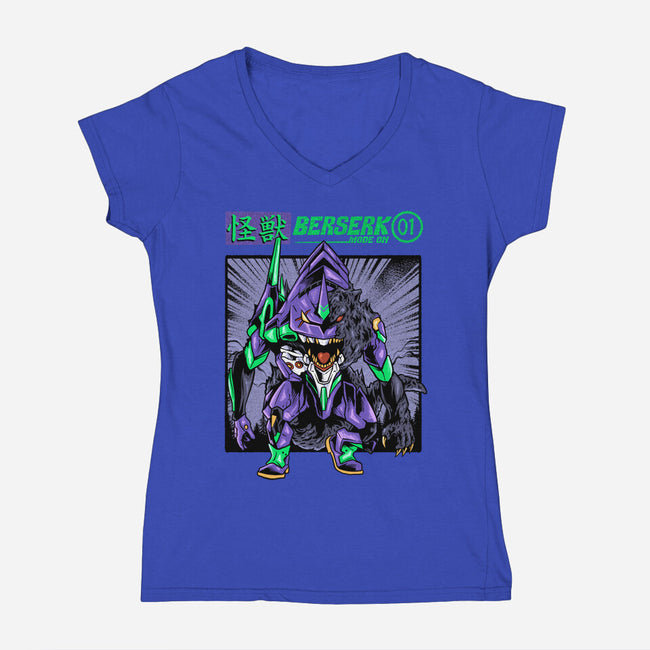 Berserk Combo-Womens-V-Neck-Tee-spoilerinc