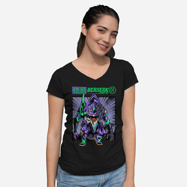 Berserk Combo-Womens-V-Neck-Tee-spoilerinc