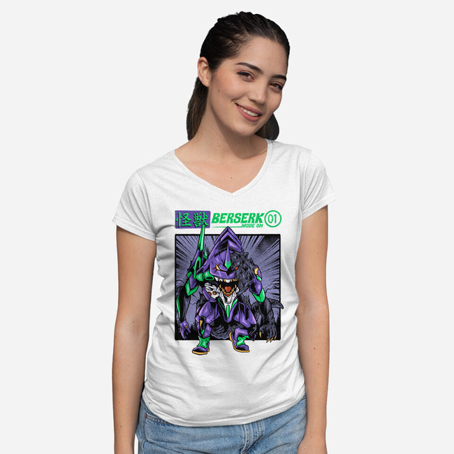 Berserk Combo-Womens-V-Neck-Tee-spoilerinc