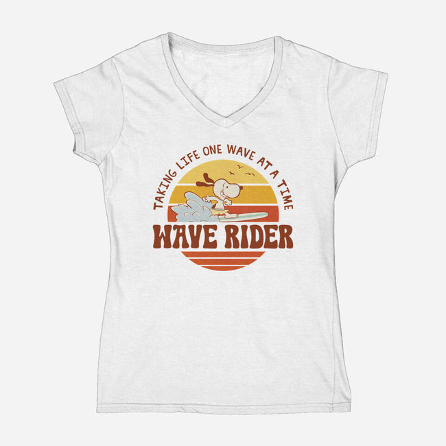 One Wave At A Time-Womens-V-Neck-Tee-LiRoVi