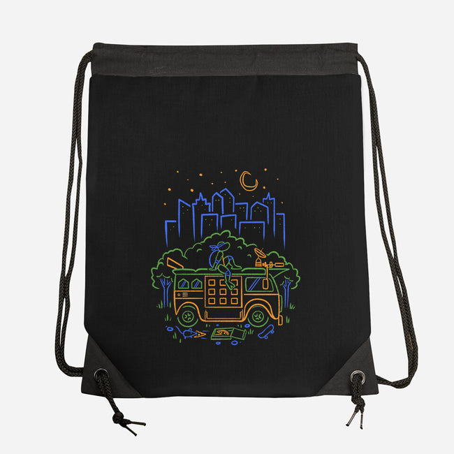 Blue Turtle Van Life-None-Drawstring-Bag-Aarons Art Room