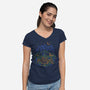 Blue Turtle Van Life-Womens-V-Neck-Tee-Aarons Art Room