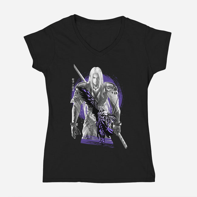 Angel Of Death Sephiroth-Womens-V-Neck-Tee-hypertwenty