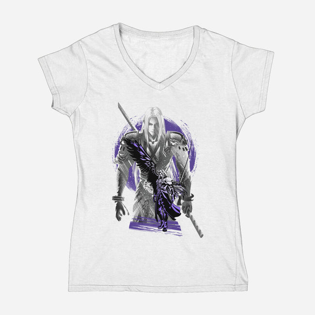 Angel Of Death Sephiroth-Womens-V-Neck-Tee-hypertwenty