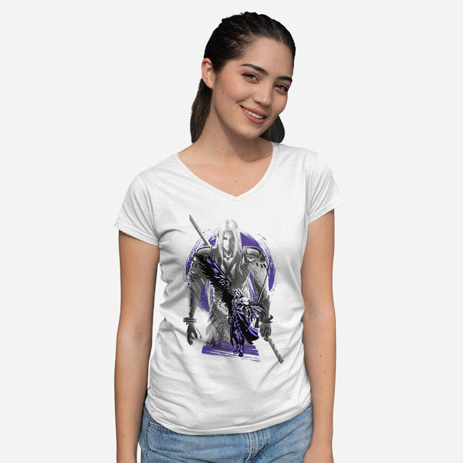 Angel Of Death Sephiroth-Womens-V-Neck-Tee-hypertwenty