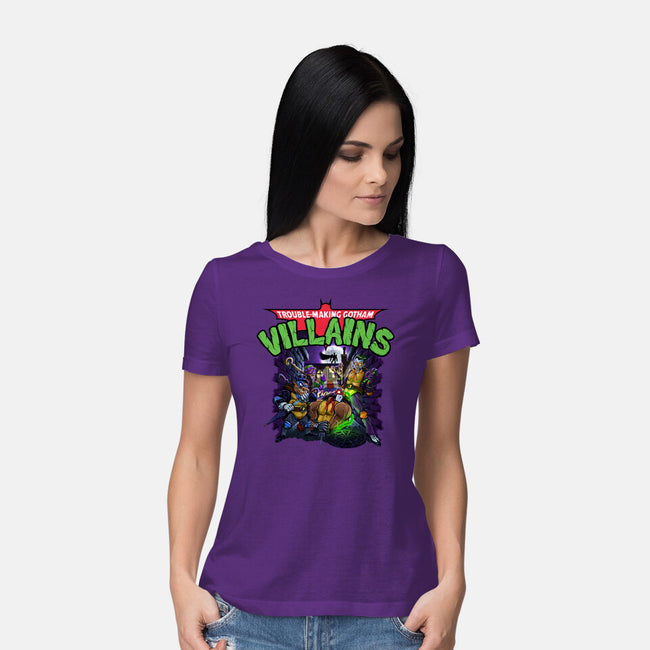 Trouble-Making Gotham Villains-Womens-Basic-Tee-Artist Davee Bee