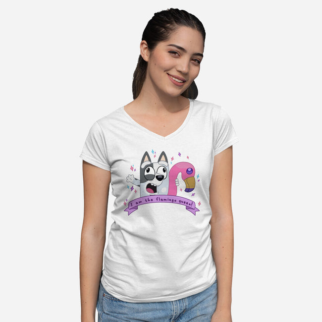 I Am The Flamingo Queen-Womens-V-Neck-Tee-Alexhefe