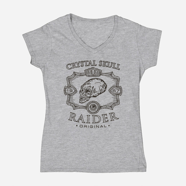 Crystal Skull Raider-Womens-V-Neck-Tee-Olipop