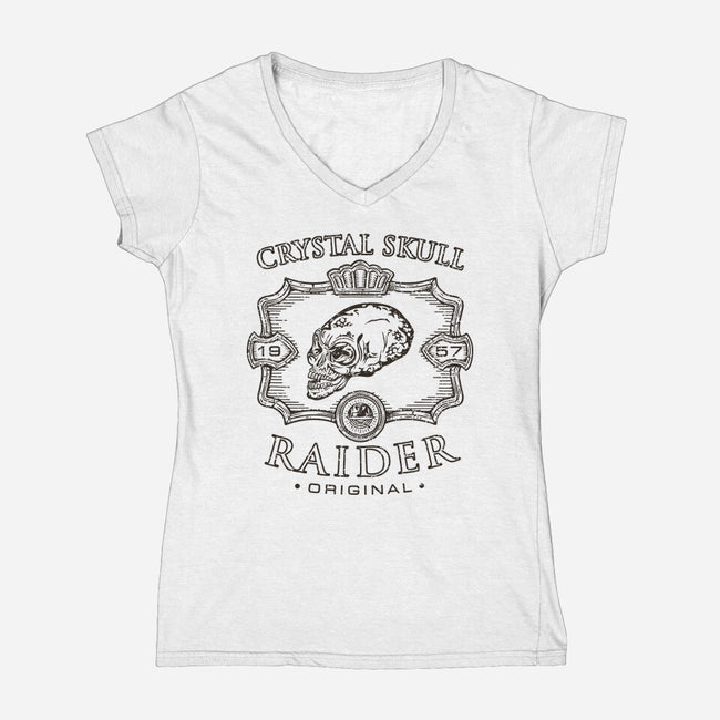 Crystal Skull Raider-Womens-V-Neck-Tee-Olipop