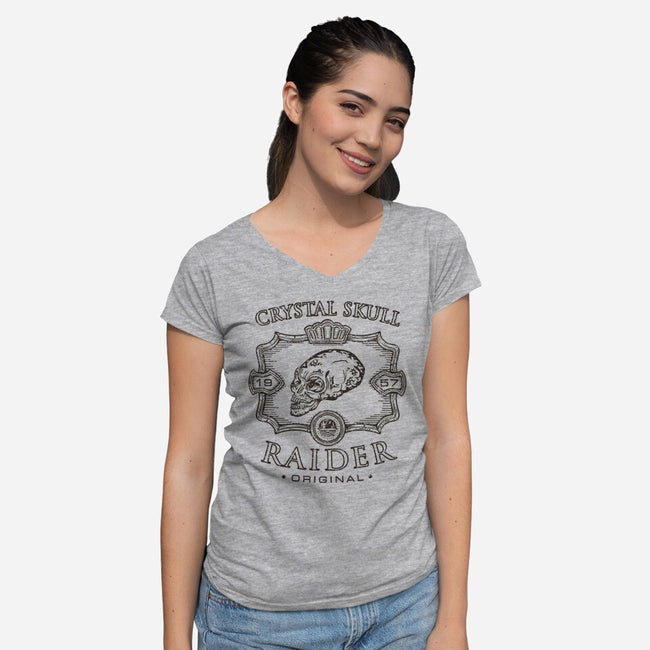 Crystal Skull Raider-Womens-V-Neck-Tee-Olipop