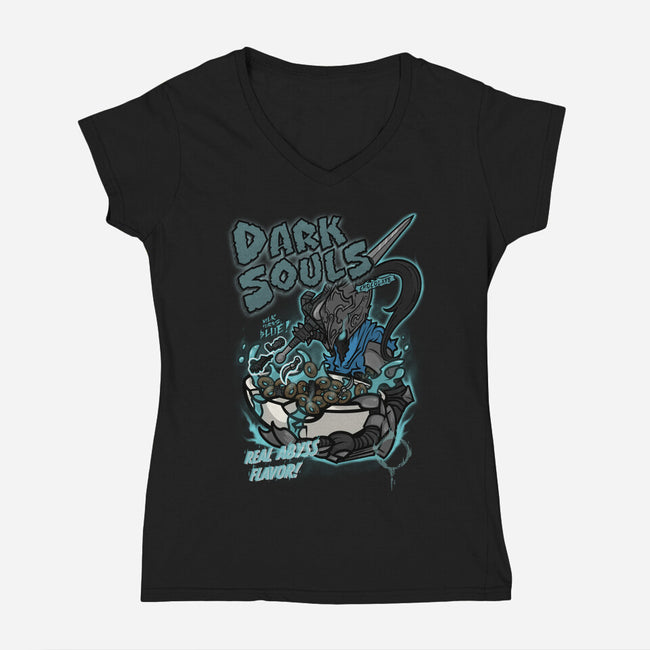 Dark Souls Chocolate-Womens-V-Neck-Tee-10GU