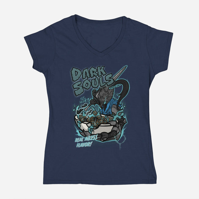 Dark Souls Chocolate-Womens-V-Neck-Tee-10GU