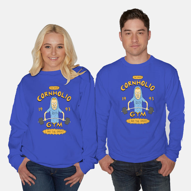 Cornholio's Gym-Unisex-Crew Neck-Sweatshirt-pigboom