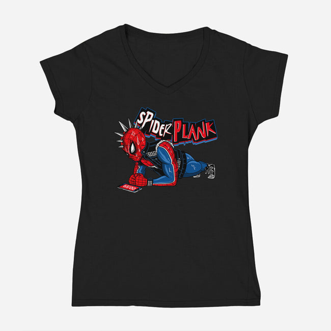 Spider Plank-Womens-V-Neck-Tee-gaci