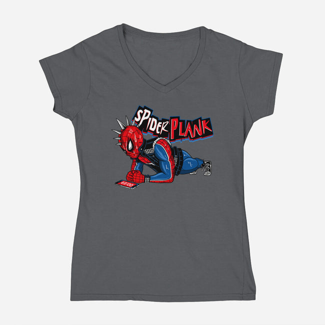 Spider Plank-Womens-V-Neck-Tee-gaci