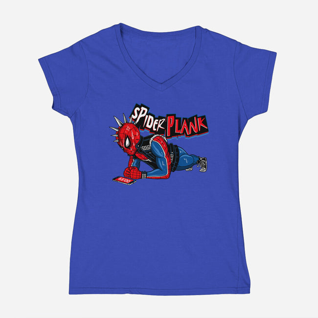 Spider Plank-Womens-V-Neck-Tee-gaci