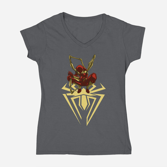 Iron Spider-Womens-V-Neck-Tee-Bahlens